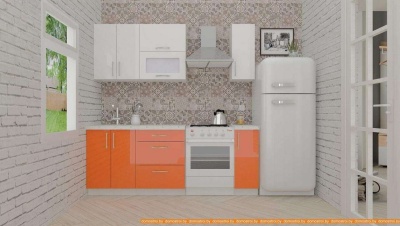 Кухня ВерсоМебель ВерсоЛайн 4-1.5 (белый 001/яркий оранжевый 008) фотография
