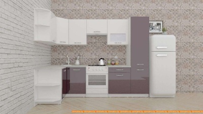 Кухня ВерсоМебель ЭкоЛайт-6 1.3x2.8 правая (белый/сливовый) фотография