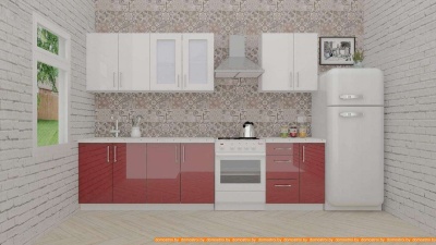 Кухня ВерсоМебель ВерсоЛайн 7-2.3 (белый 001/рубиново-красный 600) фотография
