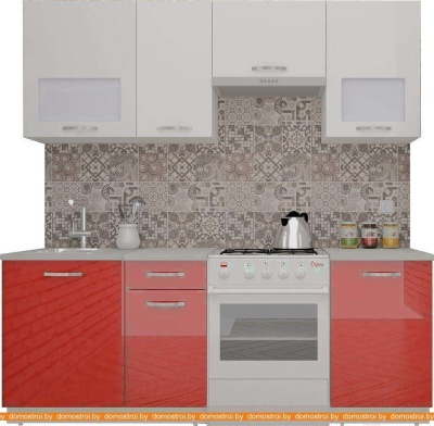 Кухня ВерсоМебель ЭкоЛайт-6 2.4 (белый/красный) фотография