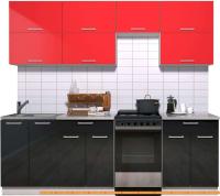 Кухня Интерлиния Мила Gloss 50-23 (красный/черный глянец) картинка