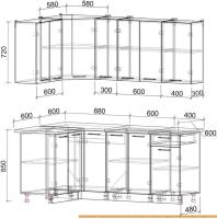 Кухня Интерлиния Мила Лайт 1.2x1.9 (красный/дуб венге) картинка
