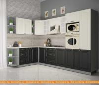 Кухня Интерлиния Мила Деко 1.88x3.2 левая (слоновая кость-пепел-травертин серый) картинка