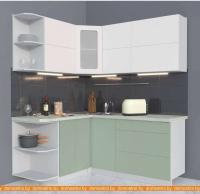 Кухня Интерлиния Мила Матте 1.5x1.8 А правая (белый-мята-опал светлый) картинка