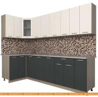 Кухня Интерлиния Мила 12x27 (вудлайн кремовый-антрацит-бискайская сосна) картинка