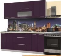 Кухня Интерлиния Мила Пластик 1.2 В (слива глянец/опал светлый) картинка