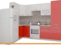 Кухня ВерсоМебель ЭкоЛайт-6 1.4x2.7 левая (белый/красный) картинка