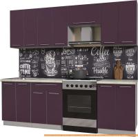 Кухня Интерлиния Мила Пластик 2.4 А (слива глянец/опал светлый) картинка