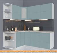 Кухня Интерлиния Мила Матте 1.5x2.0 А левая (океан/океан/травертин серый) картинка