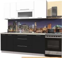 Кухня Интерлиния Мила Пластик 1.1 В (черный глянец/белый глянец/опал светлый) картинка