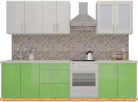 Кухня ВерсоМебель ВерсоЛайн 7-2.2 (белый 001/яблоко 005) картинка