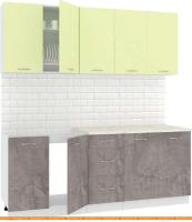 Кухня Кортекс-мебель Корнелия Лира 2.0м (салатовый/оникс/мадрид) картинка