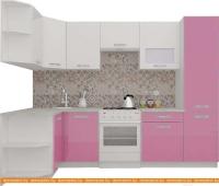 Кухня ВерсоМебель ЭкоЛайт-6 1.3x2.8 правая (белый/розовый) картинка