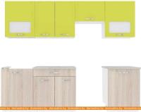 Кухня ВерсоМебель Эко-5 2.5 (ясень шимо светлый/зеленый лайм) картинка