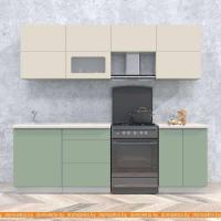 Кухня Интерлиния Мила Матте 2.4 Б (слоновая кость/мята/травертин серый) картинка