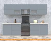 Кухня Интерлиния Мила Матте 3.0 Б (океан/океан/травертин серый) картинка