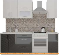 Кухня ВерсоМебель ВерсоЛайн 4-1.6 (белый 001/черный 020) картинка