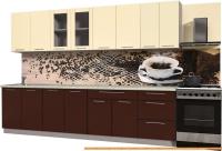 Кухня Интерлиния Мила Пластик 3.0 Б (шоколад глянец/ваниль глянец/опал светлый) картинка