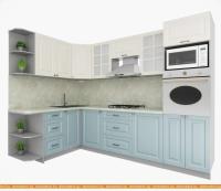 Кухня Интерлиния Мила Деко 1.68x2.8 левая (слоновая кость-океан-опал светлый) картинка