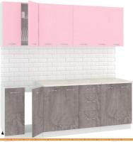 Кухня Кортекс-мебель Корнелия Лира 2.2м (розовый/оникс/марсель) картинка