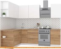 Кухня Интермебель Микс Топ-18 2x1.7м левая (белый премиум-дуб крафт зол-венато) картинка