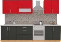 Кухня ВерсоМебель ВерсоЛайн 2-2.4 (красный чили/антрацит) картинка