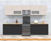 Кухня Интерлиния Мила Матте 3.1 Б (слоновая кость/пепел/травертин серый) картинка