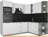 Кухня Интерлиния Мила Деко 1.88x2.4 правая (белый-белый-кастилло темный) картинка