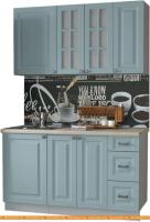 Кухня Интерлиния Мила Деко 1.4 Б (океан/травертин серый) картинка