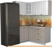 Кухня Интерлиния Мила Деко 1.2x1.7 (белый/луна/травертин серый) картинка