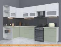 Кухня Интерлиния Мила Матте 1.5x3.1 Б правая (белый-мята-опал светлый) картинка