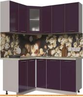 Кухня Интерлиния Мила Пластик 1.2x1.7 (слива глянец/опал светлый) картинка