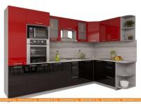 Кухня Интерлиния Мила Gloss 1.68x3.2 правая (красный-черный) картинка