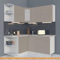 Кухня Интерлиния Мила Матте 1.5x1.7 А правая (луна-луна-травертин серый) картинка