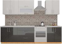Кухня ВерсоМебель ВерсоЛайн 8-2.3 (белый 001/черный 020) картинка