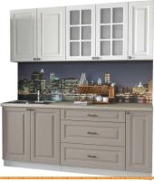 Кухня Интерлиния Мила Деко 1.9 Б (белый/луна/травертин серый) картинка