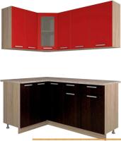 Кухня Интерлиния Мила 12x17 (красный/дуб венге) картинка