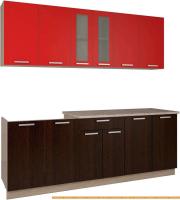 Кухня Интерлиния Мила 22 (красный/дуб венге) картинка