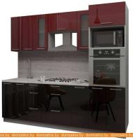 Кухня Интерлиния Мила Gloss 2.4 (бордовый-черный) картинка