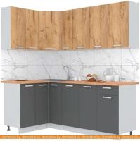 Кухня Интерлиния Мила Лайт 1.2x2.1 (дуб золотой-антрацит-дуб бунратти) картинка