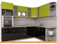 Кухня Интерлиния Мила Gloss 1.88x2.6 правая (яблоня-черный) картинка