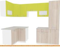 Кухня ВерсоМебель Эко-6 1.2x2.7 правая (ясень шимо светлый/зеленый лайм) картинка