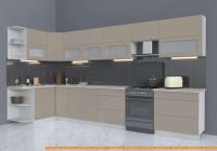 Кухня Интерлиния Мила Матте 1.5x3.9 Б левая (луна/луна/травертин серый) картинка