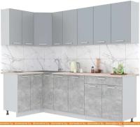 Кухня Интерлиния Мила Лайт 1.2x2.5 (серебристый-бетон-бискайская сосна) картинка