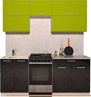 Кухня Интерлиния Мила Gloss 50-19 (яблоко/черный глянец) картинка