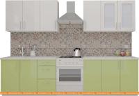 Кухня ВерсоМебель ВерсоЛайн 7-2.4 (белый 001/нежно-зеленый 032) картинка