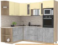 Кухня Интерлиния Мила 1.68x2.4 левая (ваниль-бетон-травертин) картинка