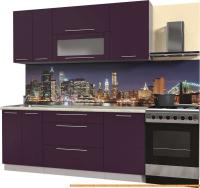 Кухня Интерлиния Мила Пластик 1.1 В (слива глянец/слива глянец/опал светлый) картинка