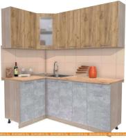 Кухня Интерлиния Мила 12x19 (дуб золотой-бетон-дуб бунратти) картинка