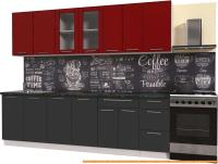 Кухня Интерлиния Мила Пластик 2.6 Б (антрацит гл/красный гл/кастилло темный) картинка